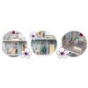 ​Casuta de papusi , din lemn si placa MDF, cu 3 etaje, 11 piese de mobilier, dus, dulap, lampa, fotoliu, 5 camere si terasa, aranjamente interesante, 70 x 60 x 24 cm, albastru, Culoare: Albastru-poza 8-Dacenergy.ro