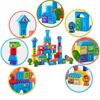 ​Set cuburi de construit din lemn pentru copii , baza excelenta pentru dezvoltarea imaginatiei, faciliteaza invatarea culorilor, numerelor, 100 buc, in nuante de albastru, Culoare: Albastru-poza 7-Dacenergy.ro