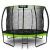 Trambulina de gradina, cu 4 picioare duble, scara metalica cu trepte late, plasa interna, intrarea in forma de L, cu fermoar si catarama, 435 cm, negru si verde, Culoare: Verde, Negru,  Diametru: 435 cm-poza 7-Dacenergy.ro