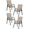 Set scaune de gradina DacEnergy©, din material textil, cadru din otel, sarcina maxima 120 kg, scaun ergonomic, 93,5 x 53 x 73 cm, 4 bucati, grafit si bej, Culoare: Gri grafit, Bej-poza 2-Dacenergy.ro