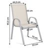 Set scaune de gradina DacEnergy©, din material textil, cadru din otel, sarcina maxima 120 kg, scaun ergonomic, 93,5 x 53 x 73 cm, 4 bucati, grafit si bej, Culoare: Gri grafit, Bej-poza 7-Dacenergy.ro