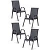 Set scaune de gradina DacEnergy©, din material textil, cadru din otel, sarcina maxima 120 kg, scaun ergonomic, 93, 5 x 53 x 73 cm, 4 bucati, gri inchis, Culoare: Gri inchis-poza 5-Dacenergy.ro