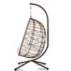 Scaun de gradina suspendat DacEnergy©, cosul din technorattan si sfoara impermeabila, cadru din otel, extrem de confortabil cu perne moi, lant solid, 194 cm, sarcina maxima 150 kg, maro, Culoare: Maro-poza 4-Dacenergy.ro