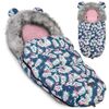 Sac de dormit bebelusi, rezistent la apa, rezistent la vant, respirabil, blana detasabila, finisaj atent, elegant, 95 x 48 cm, pentru sanie, albastru cu flamingo, Culoare: Multicolor-poza 6-Dacenergy.ro