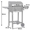 Gratar de gradina, cu carbuni, din otel inoxidabil, gratar din fonta, 42 x 31,5 cm, 2 rafturi laterale, termometru, roti practice, antracit, Lungime: 49.99 cm-poza 7-Dacenergy.ro