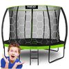 ​Trambulina de gradina , cu 4 picioare duble, scara metalica cu trepte late, plasa interna, intrarea in forma de L, cu fermoar si catarama, 374 cm, negru si verde, Culoare: Verde, Negru,  Diametru: 374 cm-poza 2-Dacenergy.ro