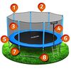 ​Trambulina de gradina , stalpi metalici, plasa de siguranta exterioara, scara metalica solida, sarcina maxima 150 kg, picioare stabile duble, 374 cm, Culoare: Albastru,  Diametru: 374 cm-poza 6-Dacenergy.ro