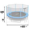 ​Trambulina de gradina , stalpi metalici, plasa de siguranta exterioara, scara metalica solida, sarcina maxima 150 kg, picioare stabile duble, 435 cm, Culoare: Albastru,  Diametru: 435 cm-poza 8-Dacenergy.ro