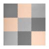 ​Covoras puzzle din spuma, 180x180 cm, 9 buc, antiaderent, moale, gri si piersica, Dimensiune (cm)	: 180 x 180, Culoare: Piersica, Gri-Dacenergy.ro