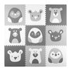 Covoras puzzle din spuma, 180x180 cm, 9 buc, antiaderent, imprimat cu animale, nuante de gri-Dacenergy.ro