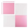 Covoras puzzle din spuma, 4 buc, ansamblat usor, impermeabil, fara BPA, roz si alb, 120x120x1 cm, Dimensiune (cm)	: 120 x 120, Culoare: Alb, Roz-Dacenergy.ro