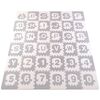 Covoras puzzle din spuma, model trenulet, 36 piese, fara BPA, imprimat cu cifre si litere, 180 x 180 x 1,2 cm, alb si gri-Dacenergy.ro