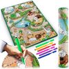 ​Spatiu de joaca 2 in 1, covoras din spuma si carte de colorat, asigura izolare termica fata de sol, textura anti-alunecare, model frumos cu animale de la Zoo, 120 x 90 cm, verde, Dimensiune (cm)	: 120 x 90-poza 2-Dacenergy.ro