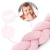 ​Protectie laterala patut bebe, Bumper impletit, 100 % antialergic, lavabil, 3m, roz, Culoare: Roz-poza 3-Dacenergy.ro