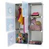 Dulap modular pentru copii DacEnergy©, 5 compartimente, elegant si functional, 75 x 37 x 111 cm, gri, Culoare: Gri-poza 3-Dacenergy.ro