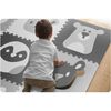 Covoras puzzle din spuma, 180x180 cm, 9 buc, antiaderent, imprimat cu animale, nuante de gri-poza 4-Dacenergy.ro