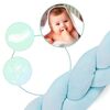 Protectie laterala patut bebe, Bumper impletit, 100 % antialergic, lavabil, 3m, albastra, Culoare: Albastru-poza 4-Dacenergy.ro