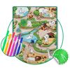 ​Spatiu de joaca 2 in 1, covoras din spuma si carte de colorat, asigura izolare termica fata de sol, textura anti-alunecare, model frumos cu animale de la Zoo, 120 x 90 cm, verde, Dimensiune (cm)	: 120 x 90-poza 7-Dacenergy.ro