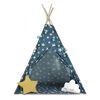 ​Cort de joaca pentru copii , cadru din lemn, forma de cort indian, 2 perne, un covor izolant gros, cu lumini, 120x120x165 cm, albastru, Culoare: Albastru-Dacenergy.ro