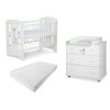 Set mobilier 3 piese copii DacEnergy©, din pal, patut, comoda de infasat, saltea, fibra de nuca de cocos, design simplu si modern, imprimat cu girafa, 120 x 60 cm, alb-poza 2-Dacenergy.ro