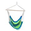 ​Hamac cu bara din lemn, bumbac si poliester, tip scaun, model cu dungi, cusaturi intarite, 100 x 130 cm, verde si albastru, Culoare: Verde, Albastru-Dacenergy.ro