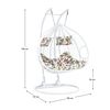 ​Scaun agatat cadru metalic, structura din ratan sintetic, 2 persoane, cu perna, model floral, 133 x 117 x 195 cm, interior/exterior, alb, Culoare: Alb, Floral-poza 2-Dacenergy.ro