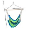 ​Hamac cu bara din lemn, bumbac si poliester, tip scaun, model cu dungi, cusaturi intarite, 100 x 130 cm, verde si albastru, Culoare: Verde, Albastru-poza 2-Dacenergy.ro