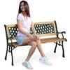 ​Banca de gradina , cadru din otel, lemn de plop, cu spatar, 124x74x43 cm, natur, Numar locuri	: 3, Culoare: natur, Lungime: 124 cm-poza 3-Dacenergy.ro