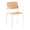 ​Scaun DacEnergy©, confectionat din plastic, stivuibil, stil modern, cu spatar, 58 x 55 x 81,5 cm, alb si bej ​, Continut pachet	: 1 x Scaun, Latime: 55 cm, Culoare: Alb, Bej-Dacenergy.ro