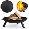 ​Vatra foc de gradina cu gratar, fabricat din otel, manere pe ambele parti, diametrul 60 cm, inaltimea 27,5 cm, negru-poza 2-Dacenergy.ro