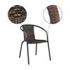 ​Scaun de gradina DacEnergy©, confectionat din metal, sezutul si spatarul din rachita sintetica, stivuibil, practic, 53 x 63 x 72 cm, maro si negru, Continut pachet	: 1 x Scaun, Latime: 63 cm, Culoare: Maro, Negru-poza 6-Dacenergy.ro