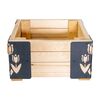 ​Jardiniera din lemn, cu insertii metalice in forma de lalele, interior/exterior, forma patrata, 38 x 38 x 20 cm, natur si gri, Model: Lalele, Forma: Patrat-Dacenergy.ro