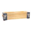 ​Jardiniera din lemn, cu insertii metalice in forma de fluturi, interior/exterior, forma dreptunghiulara, 80 x 20 x 27 cm, natur si gri, Model: Fluturi, Forma: Dreptunghi-Dacenergy.ro