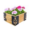​Jardiniera din lemn, cu insertii metalice in forma de lalele, interior/exterior, forma patrata, 38 x 38 x 20 cm, natur si gri, Model: Lalele, Forma: Patrat-poza 2-Dacenergy.ro
