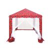 Pavilion gradina pentru copii DacEnergy©, forma patrata, fabricat din otel, confectionat din poliester, cu model vesel, 150 x 150 x 170 cm, rosu-poza 2-Dacenergy.ro