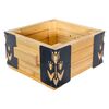 ​Jardiniera din lemn, cu insertii metalice in forma de lalele, interior/exterior, forma patrata, 38 x 38 x 20 cm, natur si gri, Model: Lalele, Forma: Patrat-poza 4-Dacenergy.ro