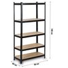 ​Raft metalic, realizat din MDF si profile zincate, 5 rafturi, capacitatea 265 kg raft, 1325 kg total, 180x90x40 cm, negru, Greutate maxima suportata/polita: 265 Kg, Culoare: Negru, Inaltime: 180 cm, Lungime: 90 cm-poza 4-Dacenergy.ro