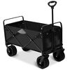 Carucior de transport, material cadru din otel, roti pivotante la 360º, pliabil, buzunare practice, capacitate de incarcare pana la 120 kg, 90 x 50 x 61 cm, negru, Culoare: Negru-poza 11-Dacenergy.ro