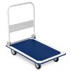 Carucior platforma transport marfa, constructie solida, din otel, capacitate de incarcare pana la 300 kg, 2 roti pivotante, 90 x 87 x 60 cm, alb si albastru-Dacenergy.ro