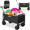 Carucior de transport, material cadru din otel, roti pivotante la 360º, pliabil, buzunare practice, capacitate de incarcare pana la 120 kg, 90 x 50 x 61 cm, negru, Culoare: Negru-poza 2-Dacenergy.ro