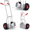 Carucior transport marfa, cadru din otel galvanizat, platforma inferioara durabila, 2 roti gonflabile cu supape, reglare convenabila a inaltimii 75-108 cm, capacitate de incarcare pana la 150 kg, argintiu.-poza 3-Dacenergy.ro