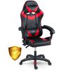 Scaun gaming, piele ecologica durabila, design modern, roti duble, solide din cauciuc nailon, cu doua perne, inaltime totala maxima 123 cm, negru si rosu, Culoare: Negru, Rosu-poza 4-Dacenergy.ro