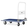 Carucior platforma transport marfa, constructie solida, din otel, capacitate de incarcare pana la 300 kg, 2 roti pivotante, 90 x 87 x 60 cm, alb si albastru-poza 4-Dacenergy.ro