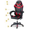 Scaun gaming, piele ecologica durabila, design modern, roti duble, solide din cauciuc nailon, cu doua perne, inaltime totala maxima 123 cm, negru si rosu, Culoare: Negru, Rosu-poza 5-Dacenergy.ro