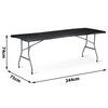 Masa de gradina pliabila, cadru durabil din otel, material PE si rezistent la UV, cu maner, 244 x 75 x 74 cm, negru, Culoare: Negru-poza 6-Dacenergy.ro