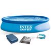 ​Piscina, realizata din material PVC durabil cu 3 straturi, capacitate 3853 litri, cu prelata, kit de reparare, 305 x 76 cm, albastra-Dacenergy.ro