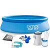 ​Piscina, realizata din material PVC durabil cu 3 straturi, 1942 litri, pompa de filtru, filtru, kit de reparare, 244 x 61 cm, albastra-Dacenergy.ro