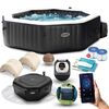 ​Piscina gonflabila cu hidromasaj Intex, pompa de filtrare incorporata, 2 tetiere, 4 persoane, panou de control, cu aplicatie, apa incalzita pana la 40°, prelate, 795 litri, 201 x 71 cm, negru-poza 2-Dacenergy.ro