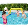 ​Poarta de fotbal gonflabila pentru piscina Bestawy, material PVC, minge, plasa de nailon, 137 x 66 cm, albastru si galben-poza 3-Dacenergy.ro