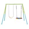 Leagan copii, cadru din otel galvanizat acoperit cu pulbere, cu sistem sigur de ancorare la sol, inaltimea franghiei reglabila, scaun flexibil cu lanturi, cuib de barza, 235 cm x 254 cm x 200 cm-Dacenergy.ro